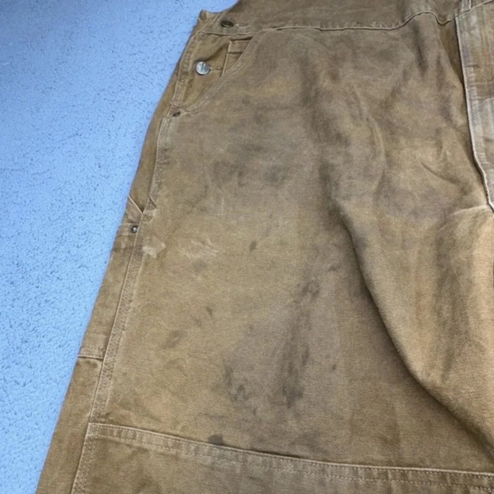 Carhartt Overalls Men 50x30 Brown Duck Bib Double Knee Canvas‎ R06 Workwear Bib